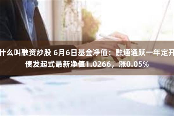 什么叫融资炒股 6月6日基金净值：融通通跃一年定开债发起式最新净值1.0266，涨0.05%