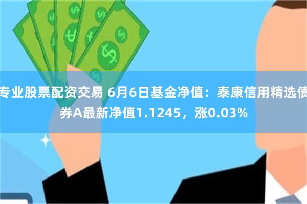 专业股票配资交易 6月6日基金净值：泰康信用精选债券A最新净值1.1245，涨0.03%