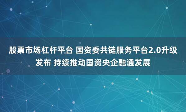 股票市场杠杆平台 国资委共链服务平台2.0升级发布 持续推动国资央企融通发展