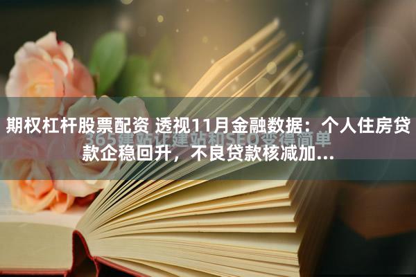 期权杠杆股票配资 透视11月金融数据：个人住房贷款企稳回升，不良贷款核减加...