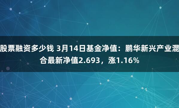 股票融资多少钱 3月14日基金净值：鹏华新兴产业混合最新净值2.693，涨1.16%